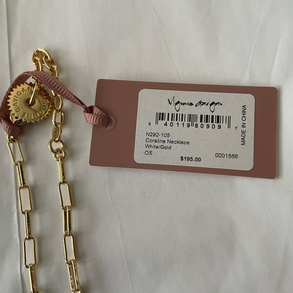 Mignonne Gavigan Coraline Necklace Goldtone Paperclip Chain Shells Pearl NEW - Picture 5 of 8